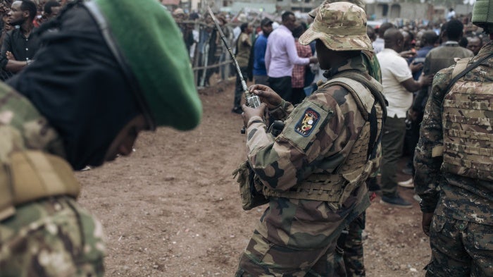 M23 fighters at the Stade de l'Unité in Goma, Democratic Republic of Congo, February 6, 2025.